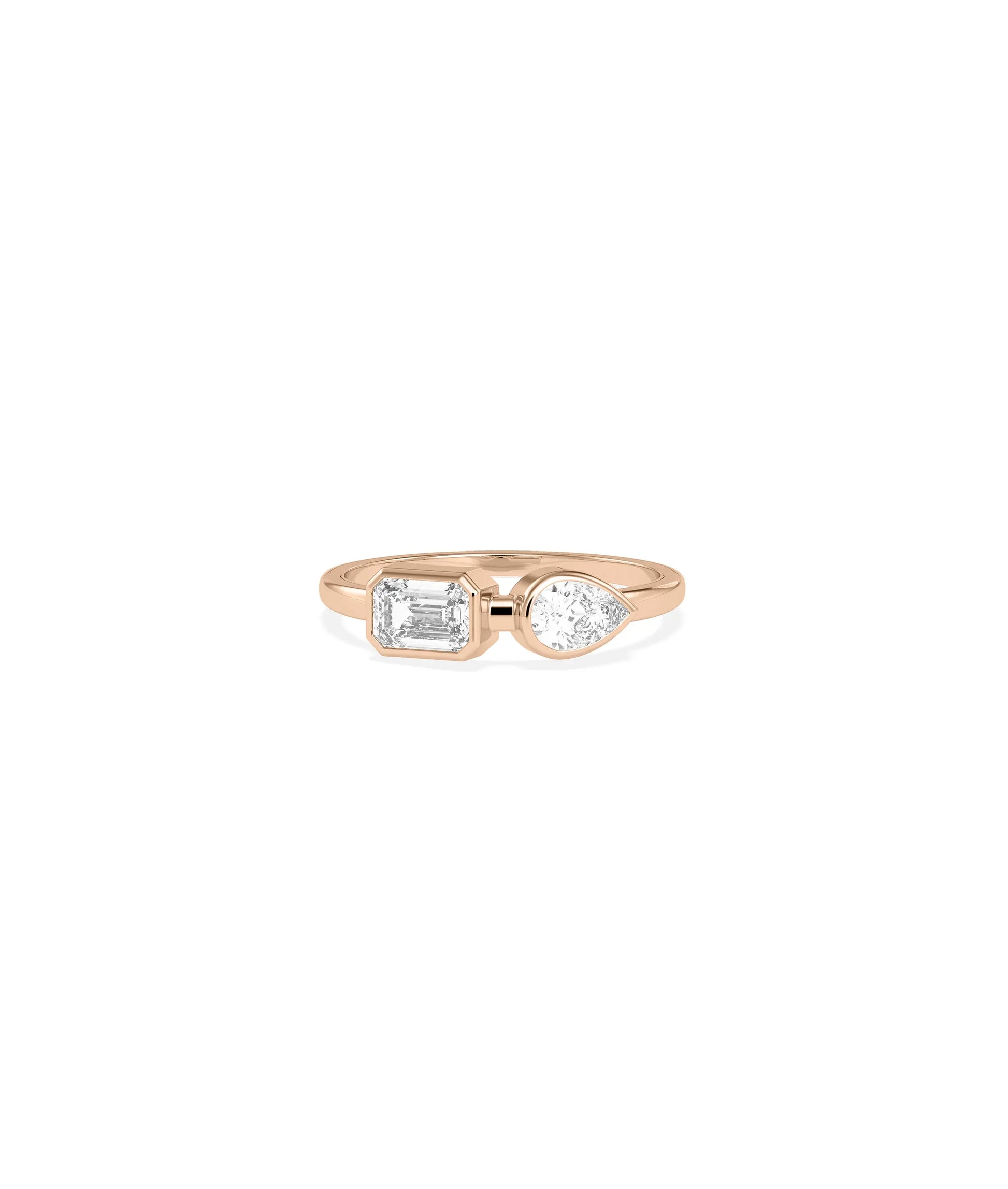 2 Stone Solitaire Band Ring on hand displaying balanced two-stone design