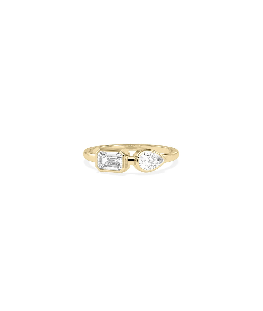 2 Stone Solitaire Band Ring with dual diamonds totaling 1.05 carats