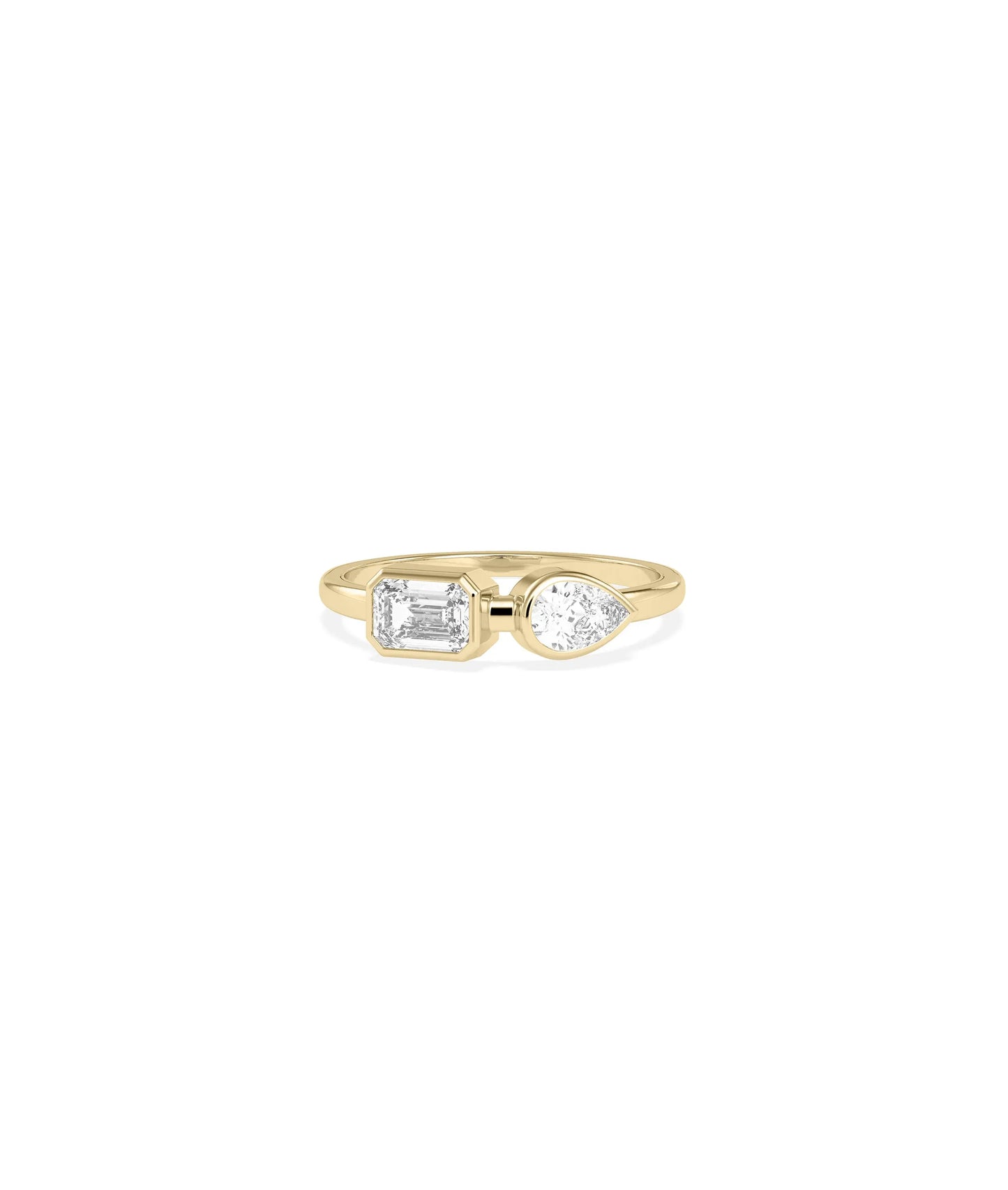 2 Stone Solitaire Band Ring with dual diamonds totaling 1.05 carats