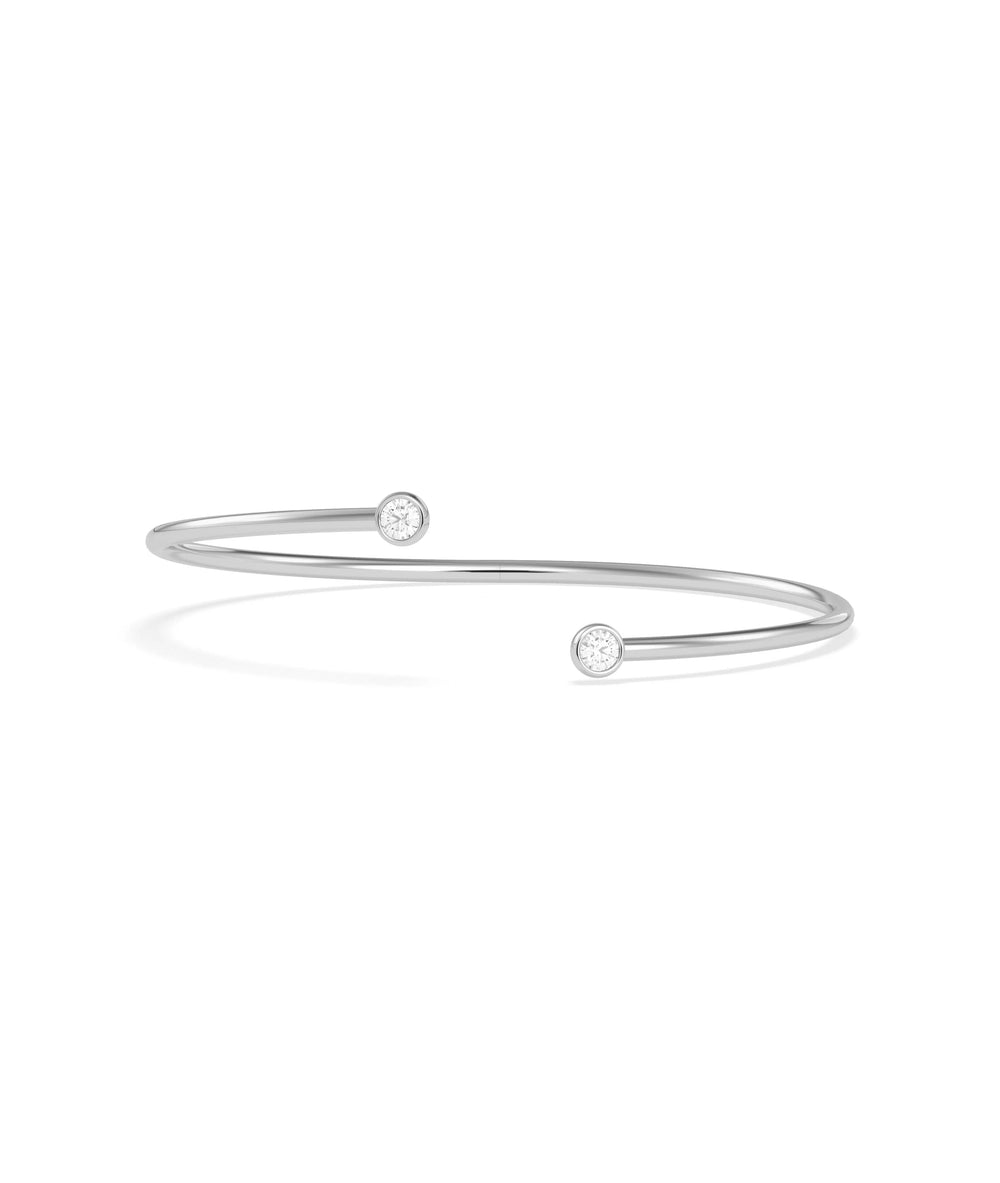 2 Stone Bezel Flex Bangle worn on wrist showing diamond placement and sleek silhouette
