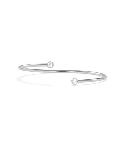 2 Stone Bezel Flex Bangle worn on wrist showing diamond placement and sleek silhouette