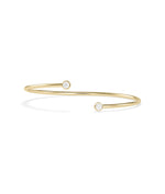 2 Stone Bezel Flex Bangle with two diamonds in bezel settings gold flexible design front