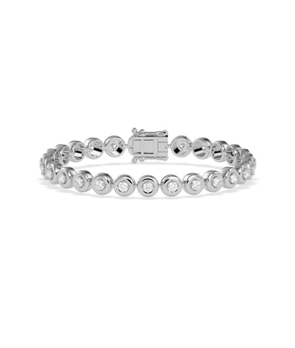 Diamond tennis bracelet bubble bezel 1.65 Cttw solid gold dual safety closures detail