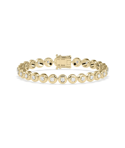 Bubble Bezel Set Bracelet with diamonds in bubble bezel settings gold tennis style front