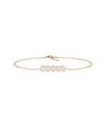 5 Stone Bezel Set Bracelet worn on wrist showing diamond placement and elegant design