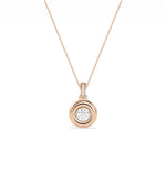 Bubble bezel charm side view highlighting three dimensional setting and bail construction