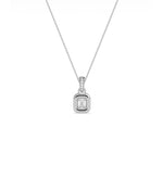 Bubble Solitaire Charm profile angle showing dimensional bezel dome and bail diamonds