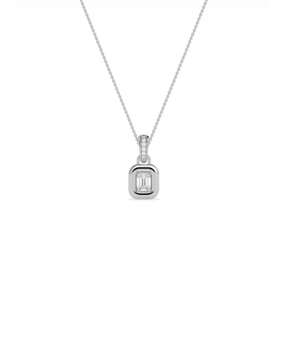 Bubble Solitaire Charm profile angle showing dimensional bezel dome and bail diamonds