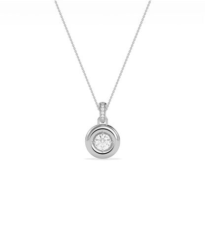 Gold bubble diamond charm worn on chain necklace elegant contemporary styling display