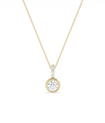 Round Solitaire Bezel Set Charm with round diamond bezel setting diamond bail gold front