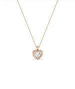 Double Layered Bezel Solitaire Charm worn on chain necklace showing size and elegant design