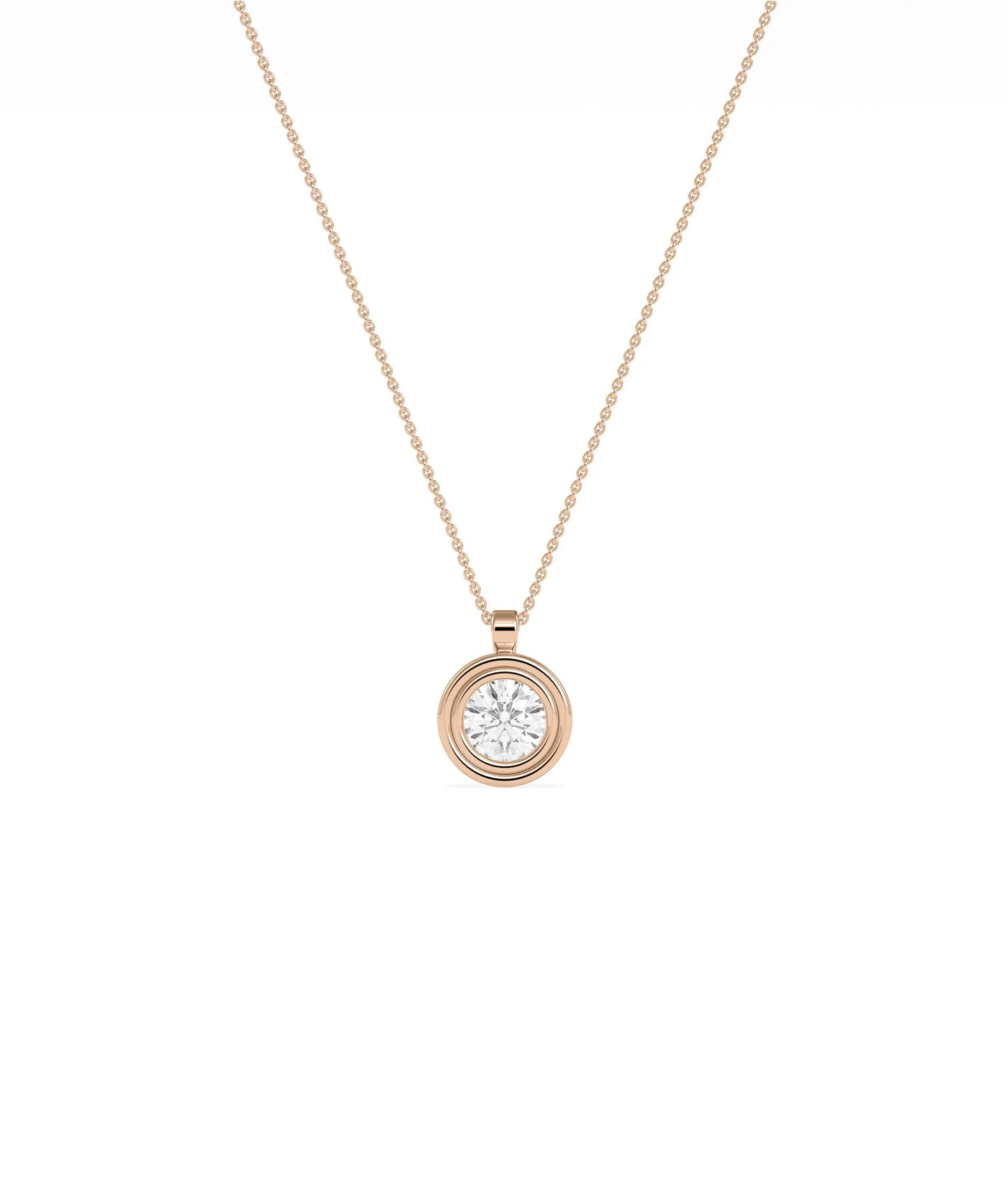 Gold double bezel diamond charm side view highlighting two layer construction and depth