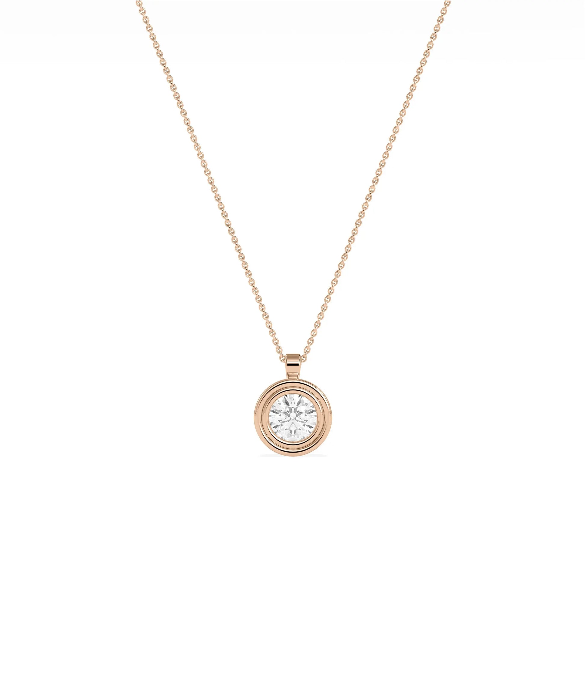 Gold double bezel diamond charm side view highlighting two layer construction and depth