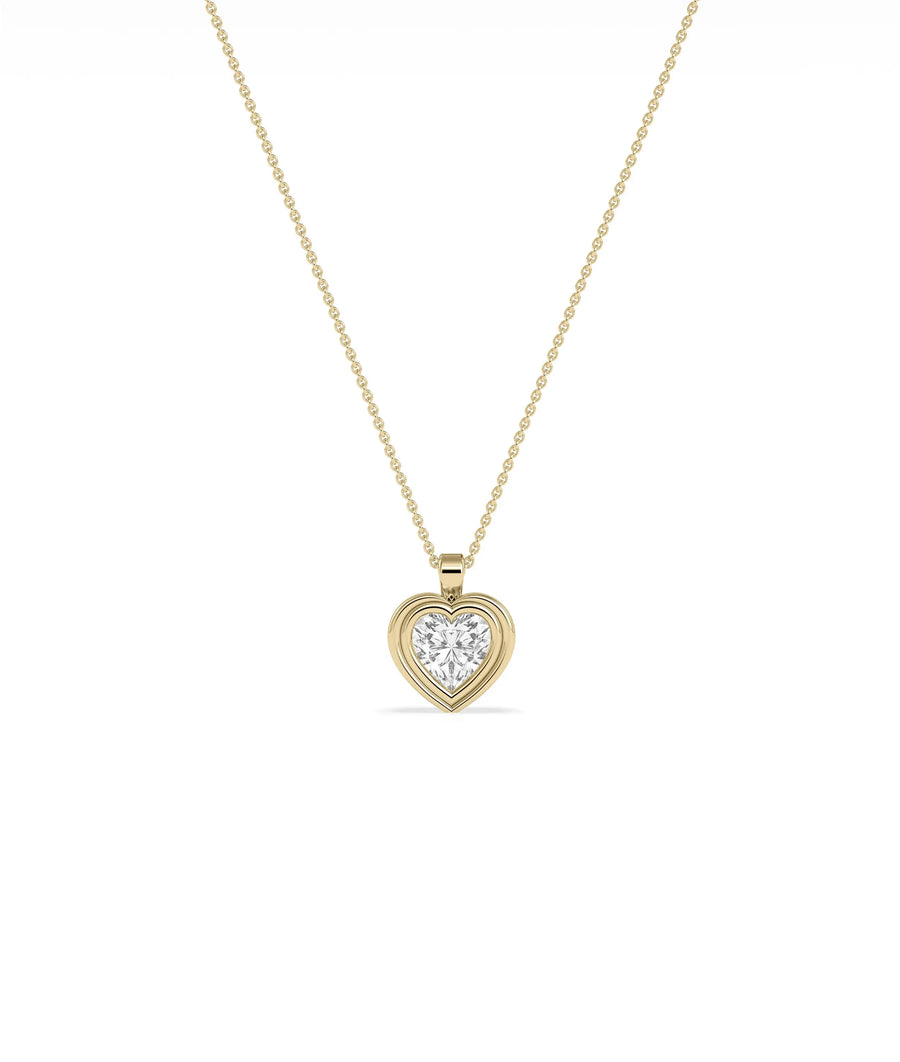 Double Layered Bezel Solitaire Charm with diamond in dual bezel rings solid gold front view
