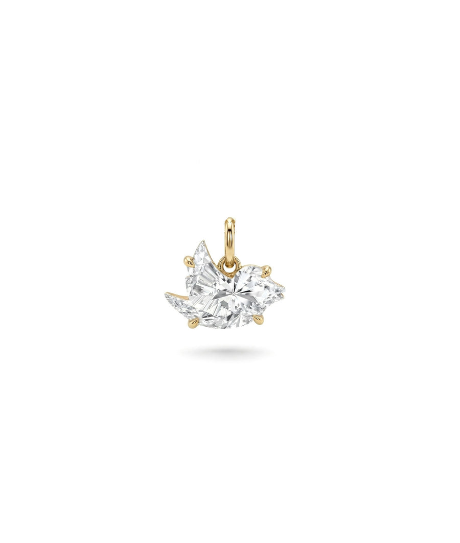 ONE CUT™ Sparrow Bird Prong Set Charm with Gold Bail