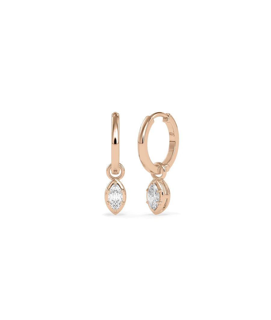 Bezel Set Dangle Earring with diamonds in bezel settings solid gold pair front view