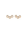 Bubble Three Stone Chevron Stud Earrings geometric design gold worn on ear angle