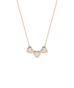Bubble Three Hearts Necklace romantic gold pendant three hearts arrangement angle view