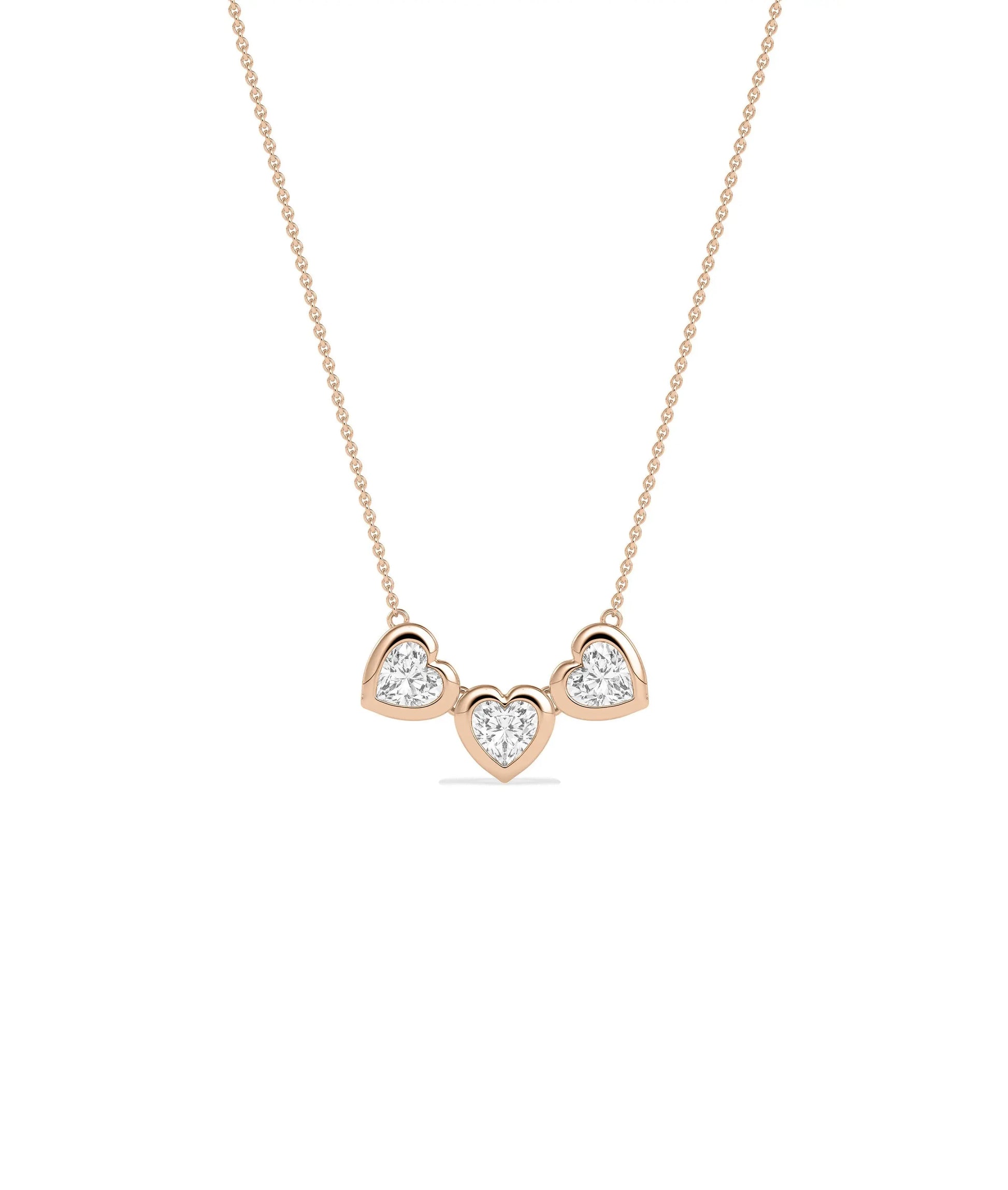 Bubble Three Hearts Necklace romantic gold pendant three hearts arrangement angle view