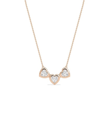 Bubble Three Hearts Necklace romantic gold pendant three hearts arrangement angle view