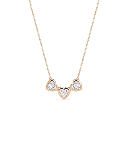 Bubble Three Hearts Necklace romantic gold pendant three hearts arrangement angle view