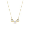 Bubble Three Hearts Necklace with heart shaped diamonds on gold cable chain pendant