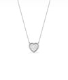 Heart shaped diamond necklace in bubble bezel setting solid gold chain closeup view