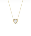 Bubble Bezel Set Heart Shape Solitaire Necklace with diamond pendant on gold cable chain