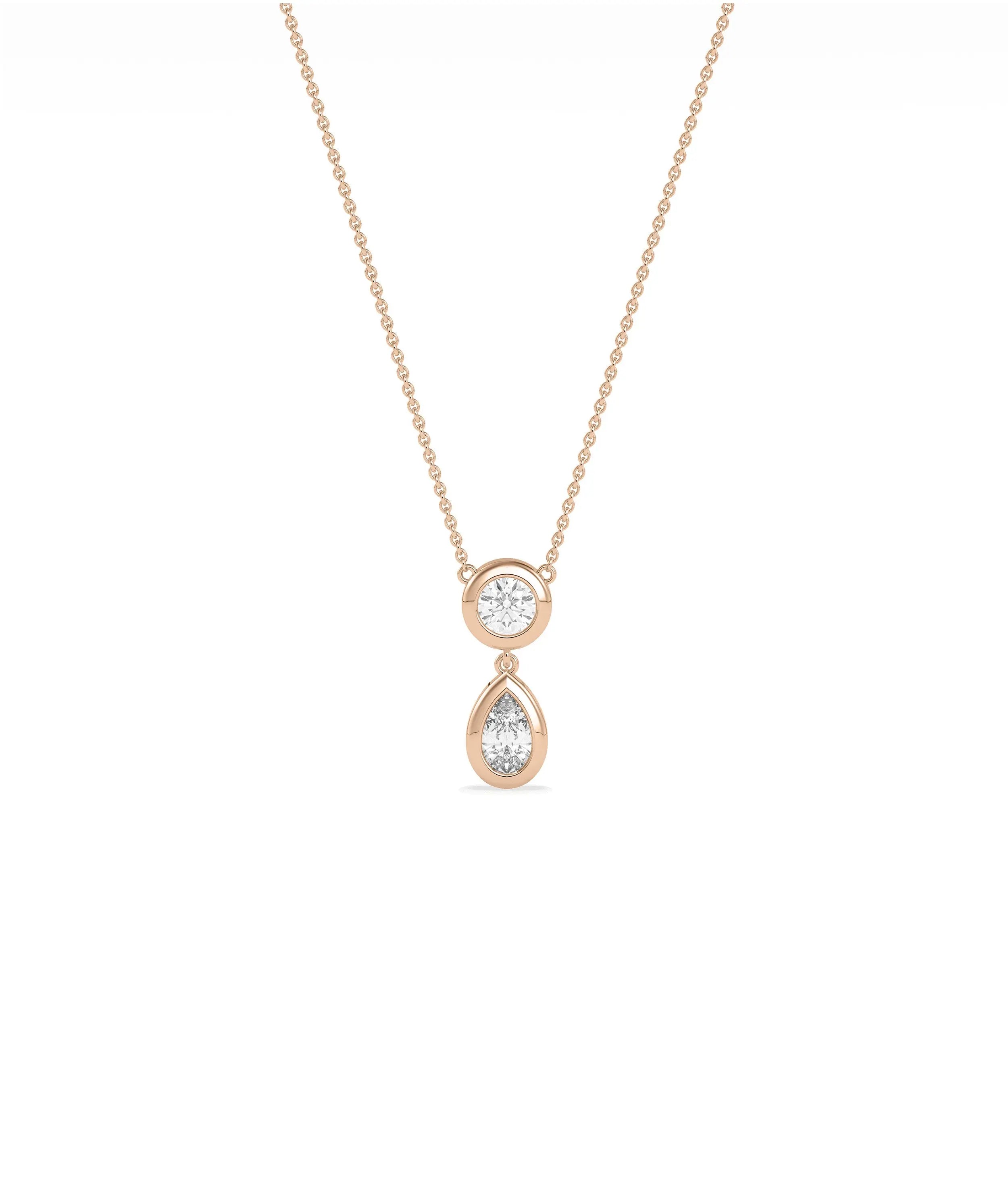 Bezel Set Two Stone Necklace side angle displaying minimalist modern design