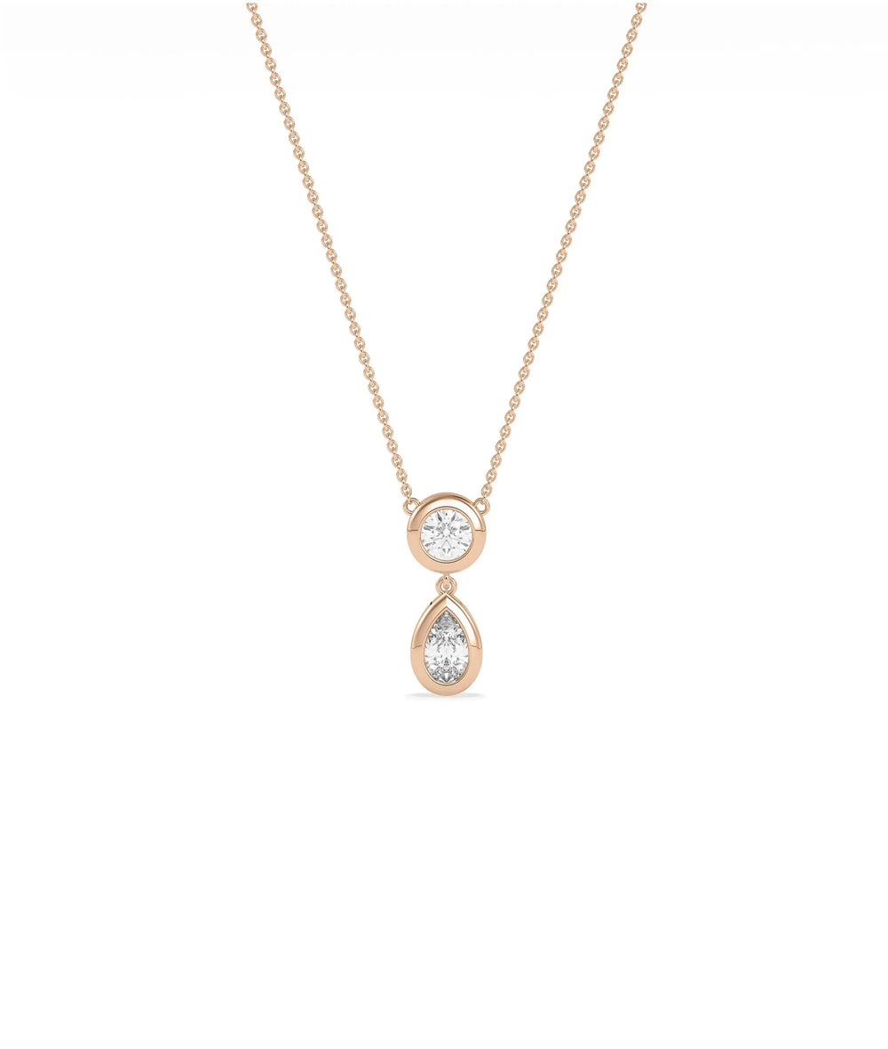 Bezel Set Two Stone Necklace side angle displaying minimalist modern design