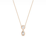 Bezel Set Two Stone Necklace side angle displaying minimalist modern design