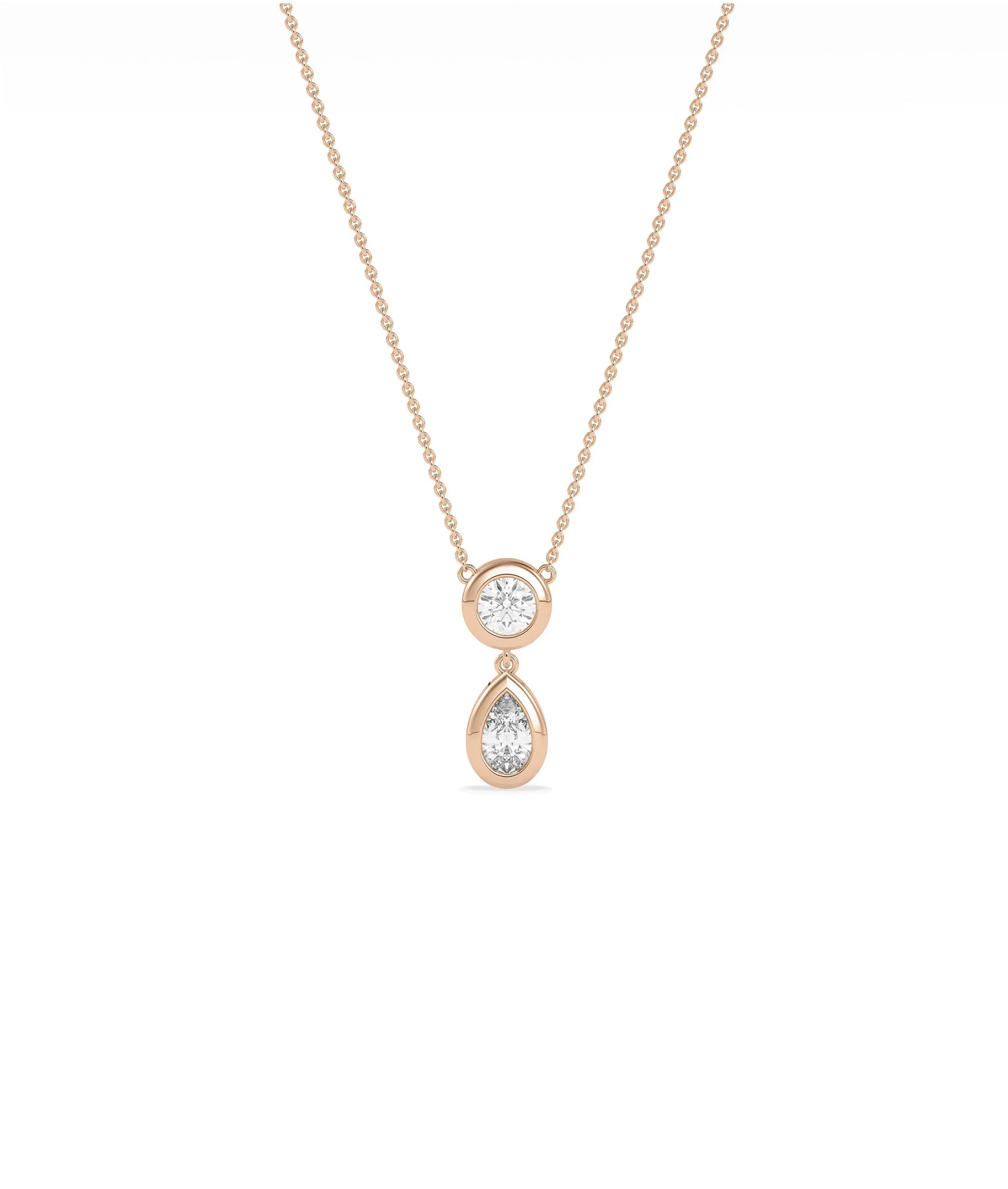 Bezel Set Two Stone Necklace side angle displaying minimalist modern design