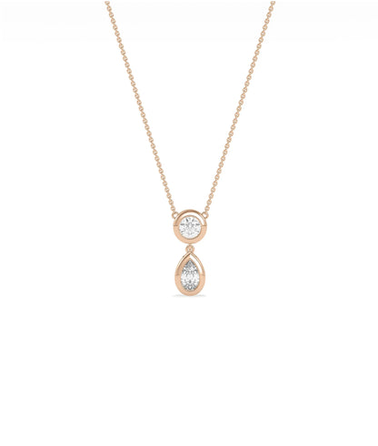 Bezel Set Two Stone Necklace side angle displaying minimalist modern design