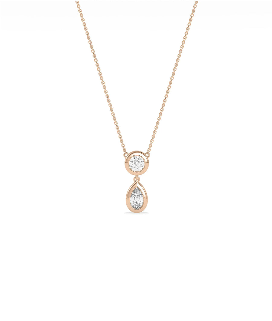Bezel Set Two Stone Necklace side angle displaying minimalist modern design