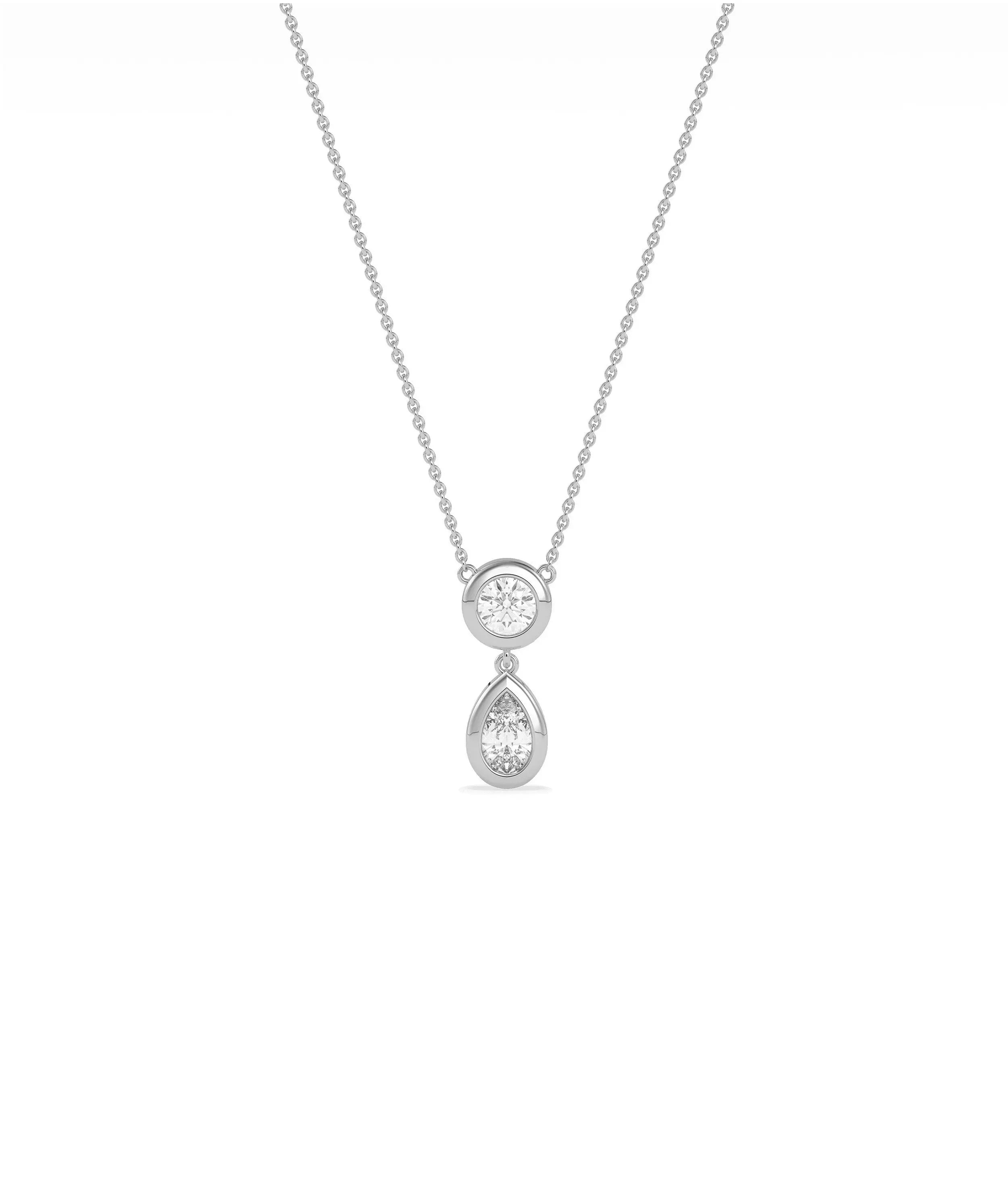 Two stone bezel pendant showing smooth protective settings and arrangement