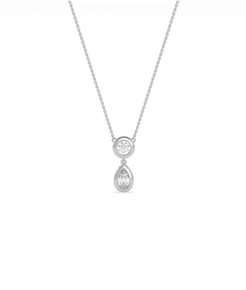 Two stone bezel pendant showing smooth protective settings and arrangement