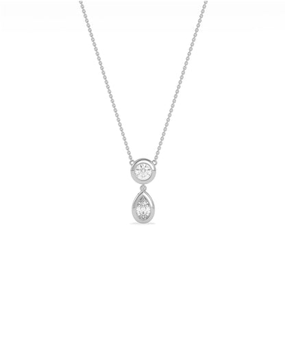 Two stone bezel pendant showing smooth protective settings and arrangement