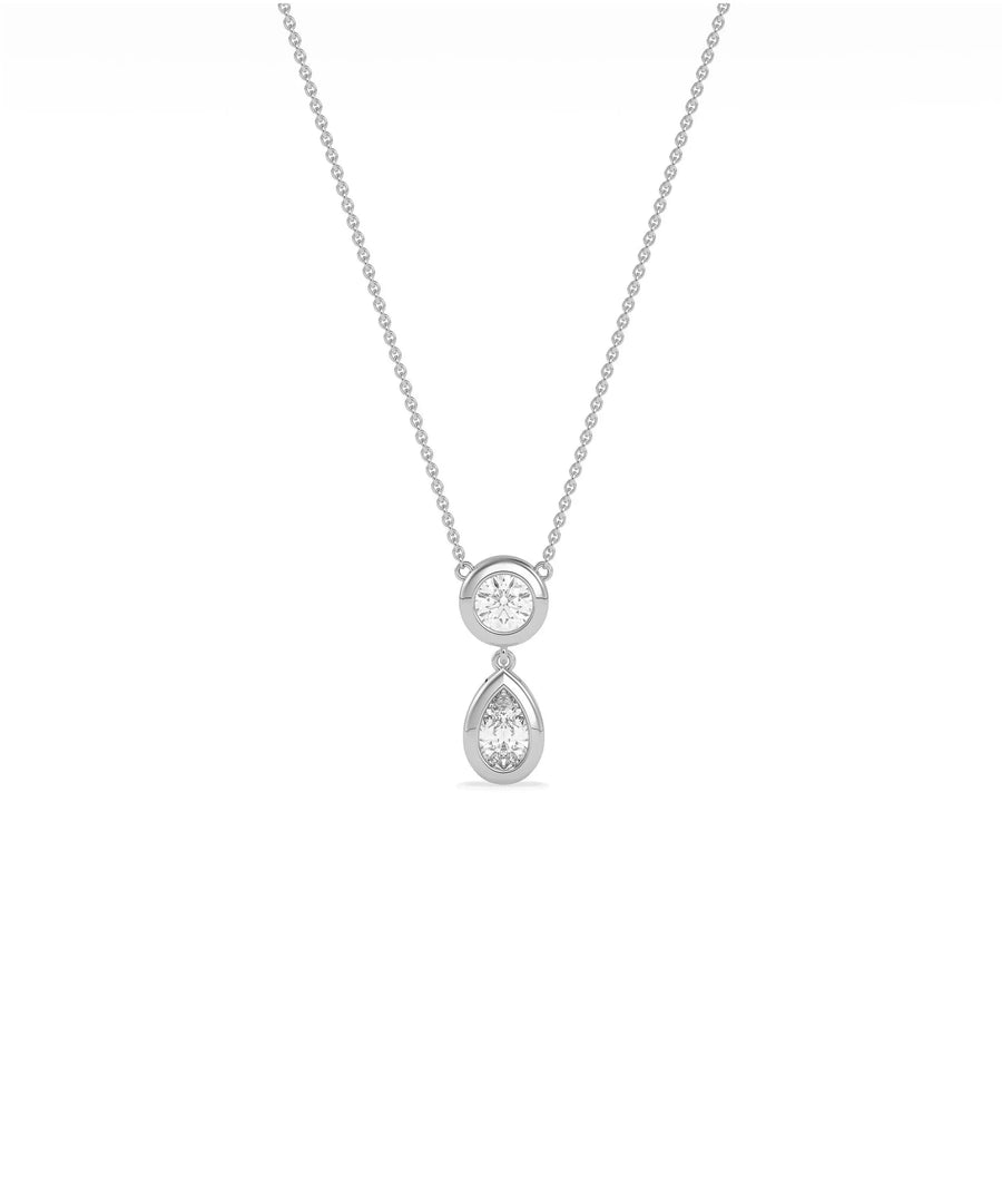 Two stone bezel pendant showing smooth protective settings and arrangement