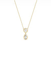 Bezel Set Two Stone Necklace dual diamonds gold bezel settings cable chain
