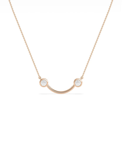 2 Stone Smile Necklace side angle displaying joyful silhouette detail