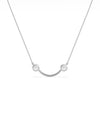 Smile pendant necklace showing curved design with two diamond accents