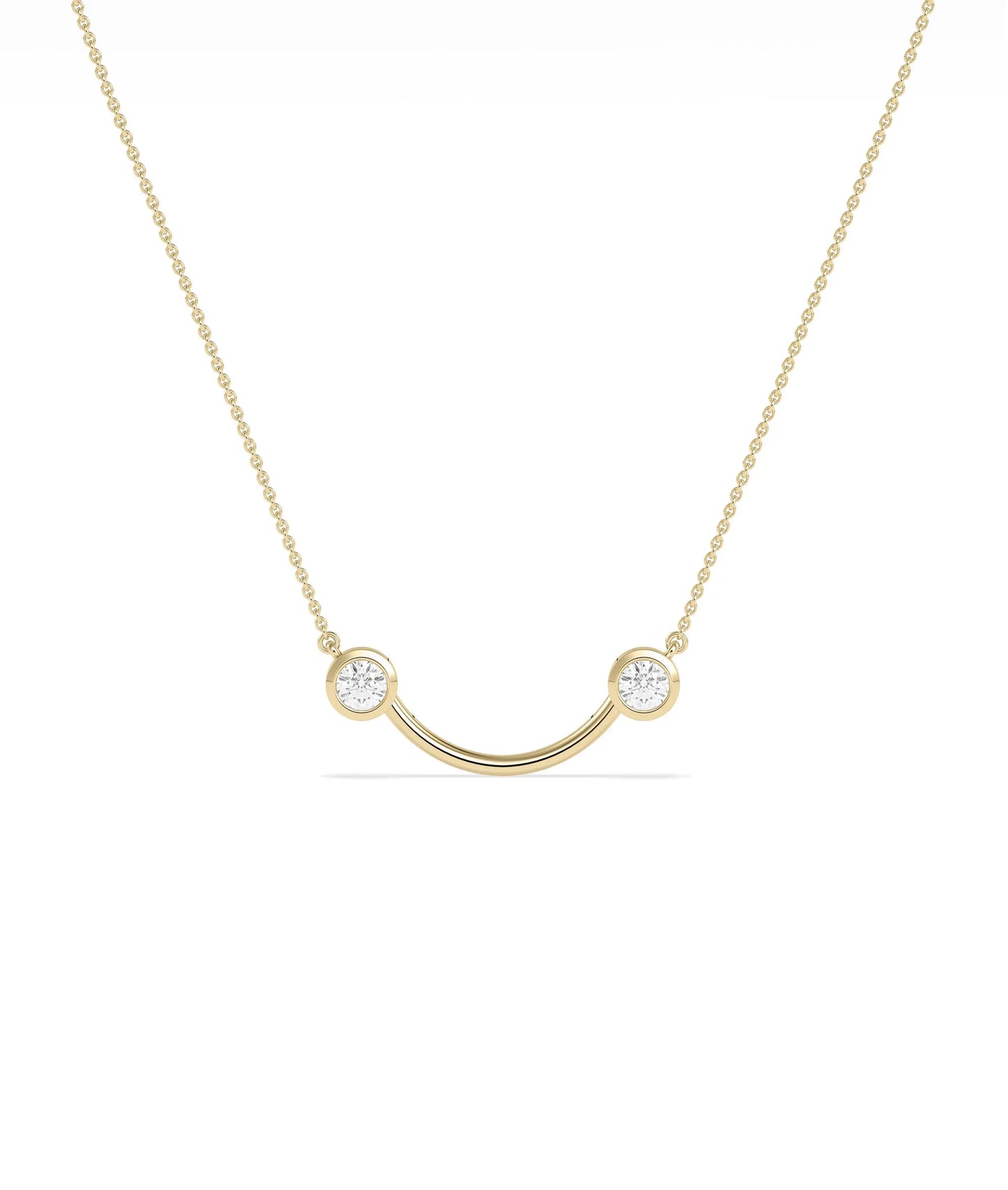 2 Stone Smile Necklace diamond smile shape gold cable chain pendant