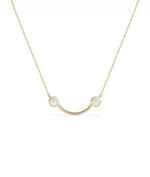 2 Stone Smile Necklace diamond smile shape gold cable chain pendant