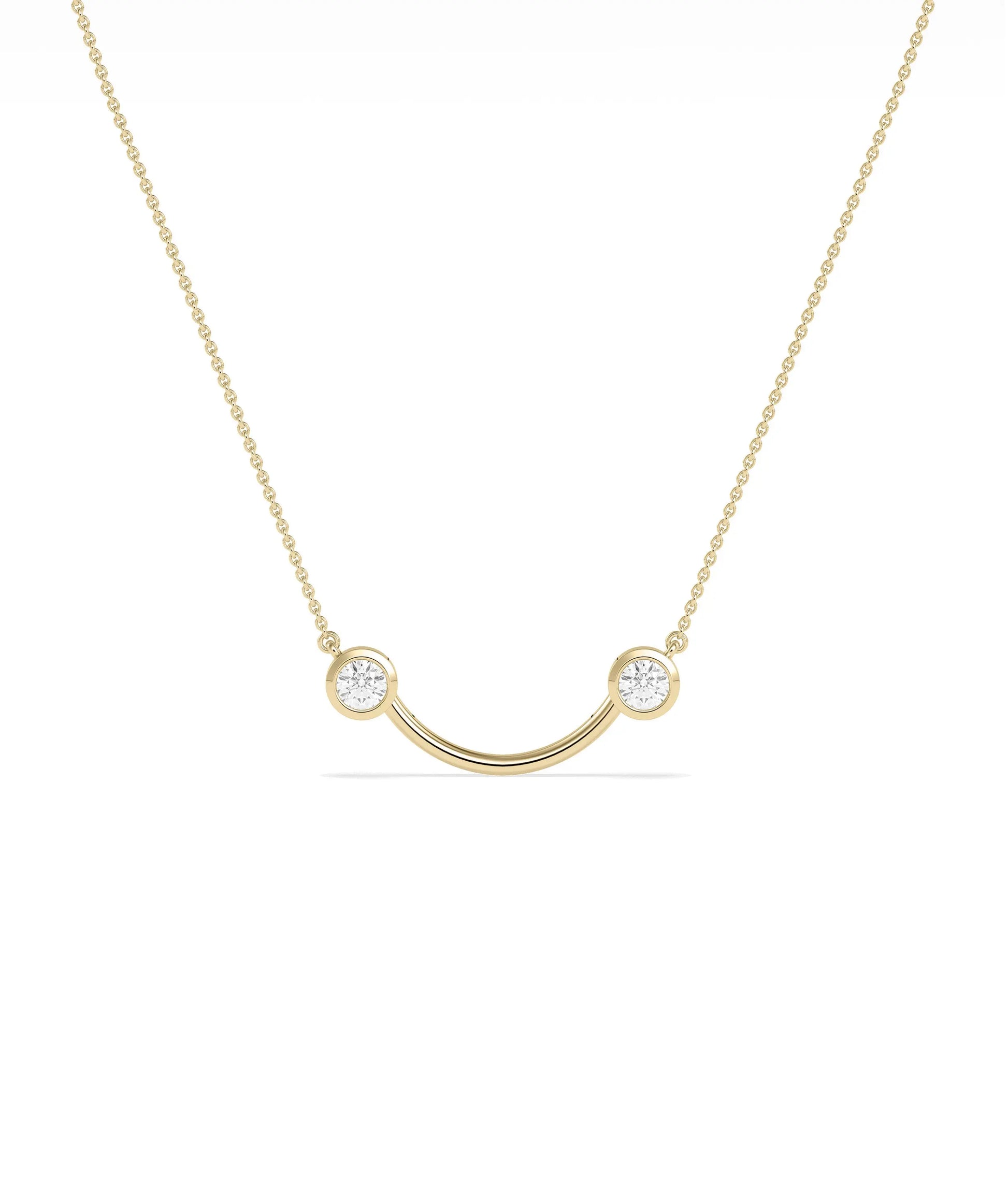 2 Stone Smile Necklace diamond smile shape gold cable chain pendant