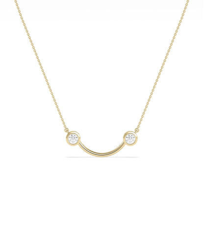 2 Stone Smile Necklace diamond smile shape gold cable chain pendant