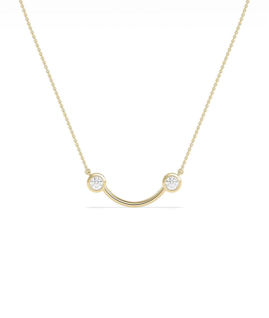 2 Stone Smile Necklace diamond smile shape gold cable chain pendant