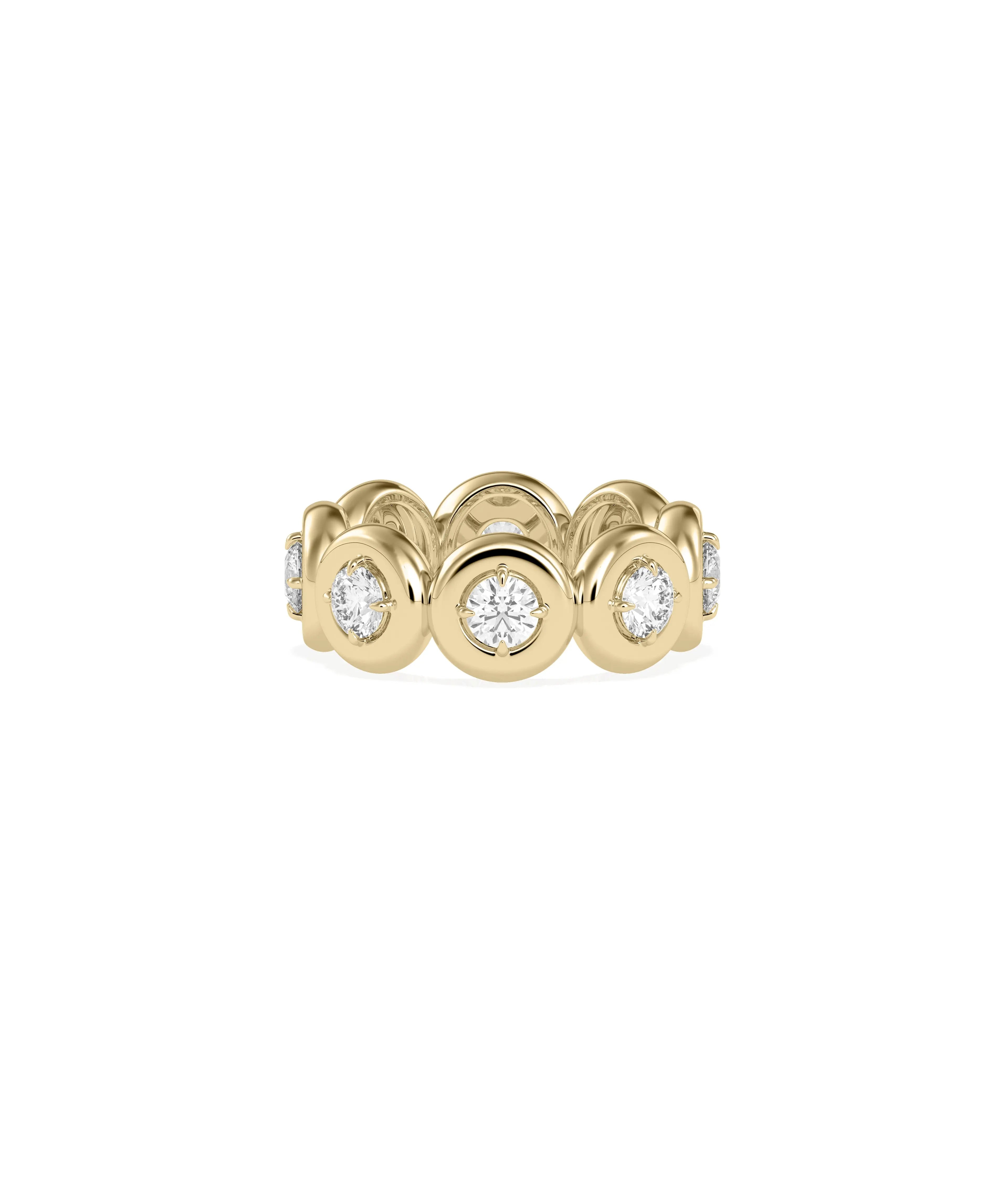 Bubble Set Eternity Band Ring complete diamond circle gold bubble bezels