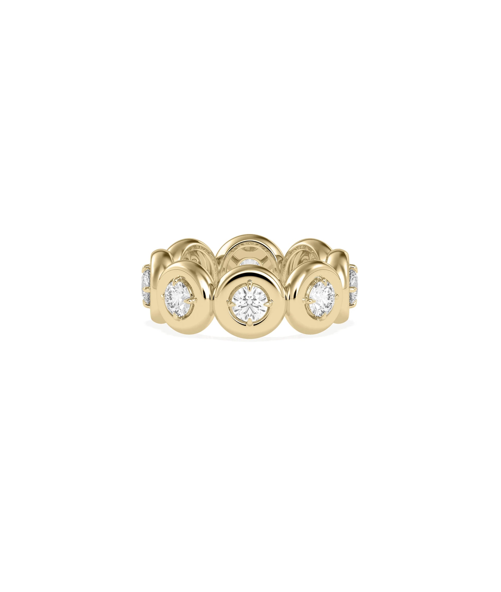 Bubble Set Eternity Band Ring complete diamond circle gold bubble bezels