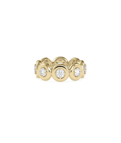 Bubble Set Eternity Band Ring complete diamond circle gold bubble bezels