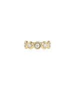 Bubble Set Band Ring multiple diamonds in gold bubble bezel settings